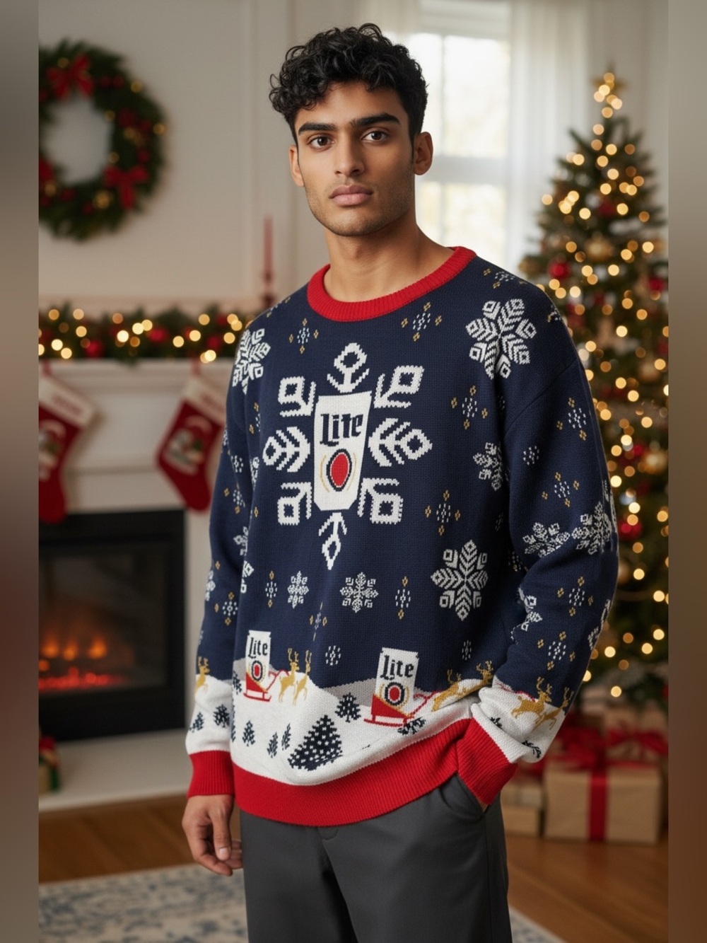 Miller Lite Xmas Sweater Beer Christmas Size XL